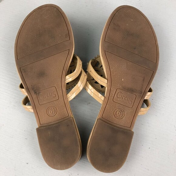 Circus Sam Edelman Women's Size 6.5 Canyon Tan Open Toe Medallion Flat Sandals - Picture 8 of 11